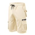 thumbnail image 5 of adviicd White Shorts Men Men's Casual Twill Elastic Cargo Shorts Below Knee Loose Fit Multi-Pocket Capri Long Shorts Cotton Shorts Men, 5 of 5