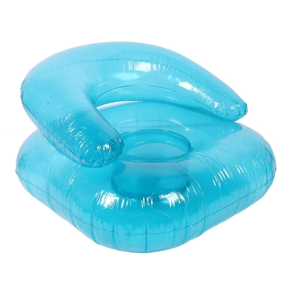 PVC Transparent Inflatable Sofa Ergonomic Blow Up Lounge Chair for Indoor Living Room & Outdoor Garden Pool, 22.0 x 16.0 x 4.0 inches / 55.9 x 40.6 x 10.2 cm Blue