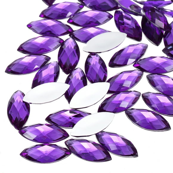 50 Pcs Acrylic Horse Eye Gems, Dark Purple Rhinestones 20x9mm Flat Back Gems Flat Back Crystal Rhinestones Bulk Gems for Crafting Rhinestones for Clothes Crafting Bedazzling Nails
