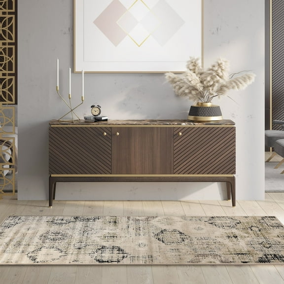 Arabella Floor Rug- 2.6' x 8', Beige