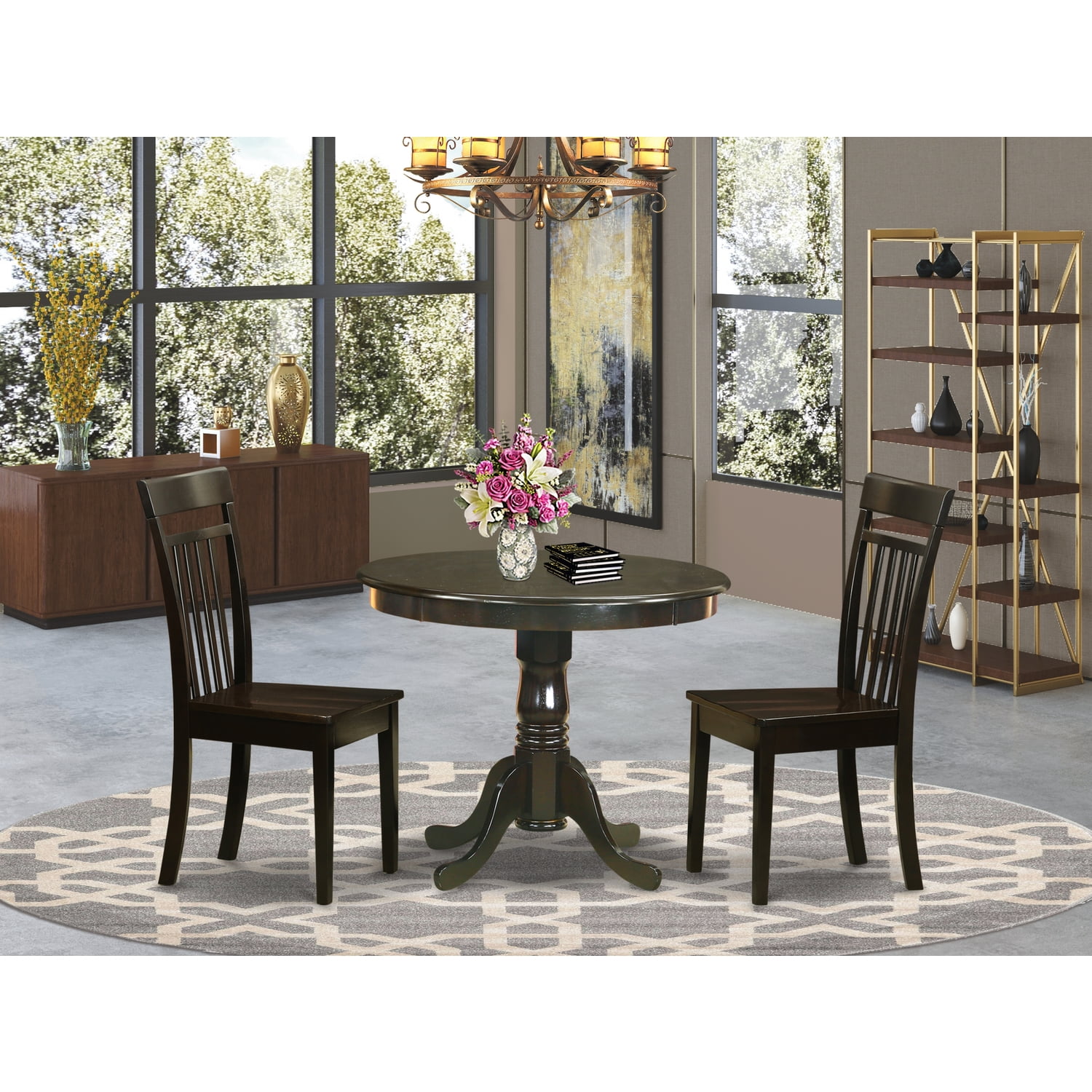ANCA3-CAP-W 3 Pc Kitchen Table set-Kitchen Table and 2 Dining Chairs ...