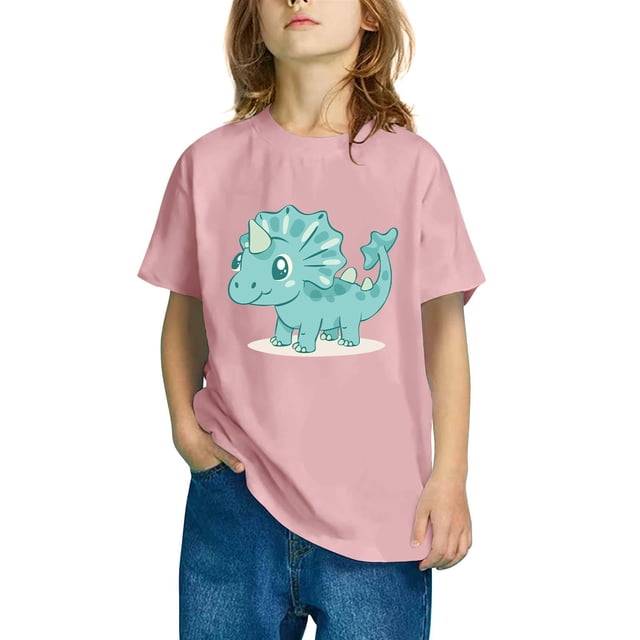 RXIRUCGD T-shirt en Coton pour Tout-Petits Enfants Garçons Filles Mode Mignon Col Rond Imprimé Tee Manches Courtes Haut ( Rose, Taille : 9 Ans )