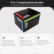 BalanceFrom Foam Plyometric Jump Box with 20”, 24”, and 30” Heights, 60 lbs, Multicolored