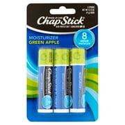 ChapStick Lip Moisturizer (Green Apple Flavor, 0.15 Ounce) and Skin Protectant Lip Balm Tube, Sunscreen (3 Sticks)