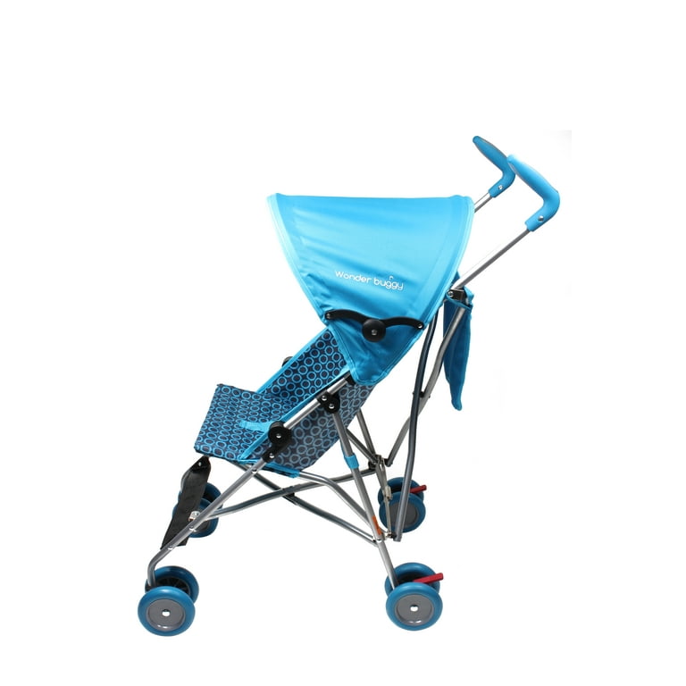 Wonder Buggy Skylar Jumbo Umbrella Stroller With Round Adjustable Canopy Teal Blue Pattern Walmart