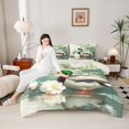 thumbnail image 4 of Homewish Rustic Wildlife Duck Queen Comforter Set for Adult, Lotus Flower Floral Bedding Sets, Vintage Western Theme Reversible Bedding Comforter Set, Microfiber Bedroom Decor, 3pcs, 4 of 8