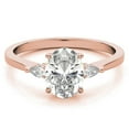 thumbnail image 3 of Solitaire Brilliance 2CT Oval Lab Grown Diamond With Side Pear 3-Stone Engagement Ring 18K Rose Gold, Ring Size 8.5, 3 of 5