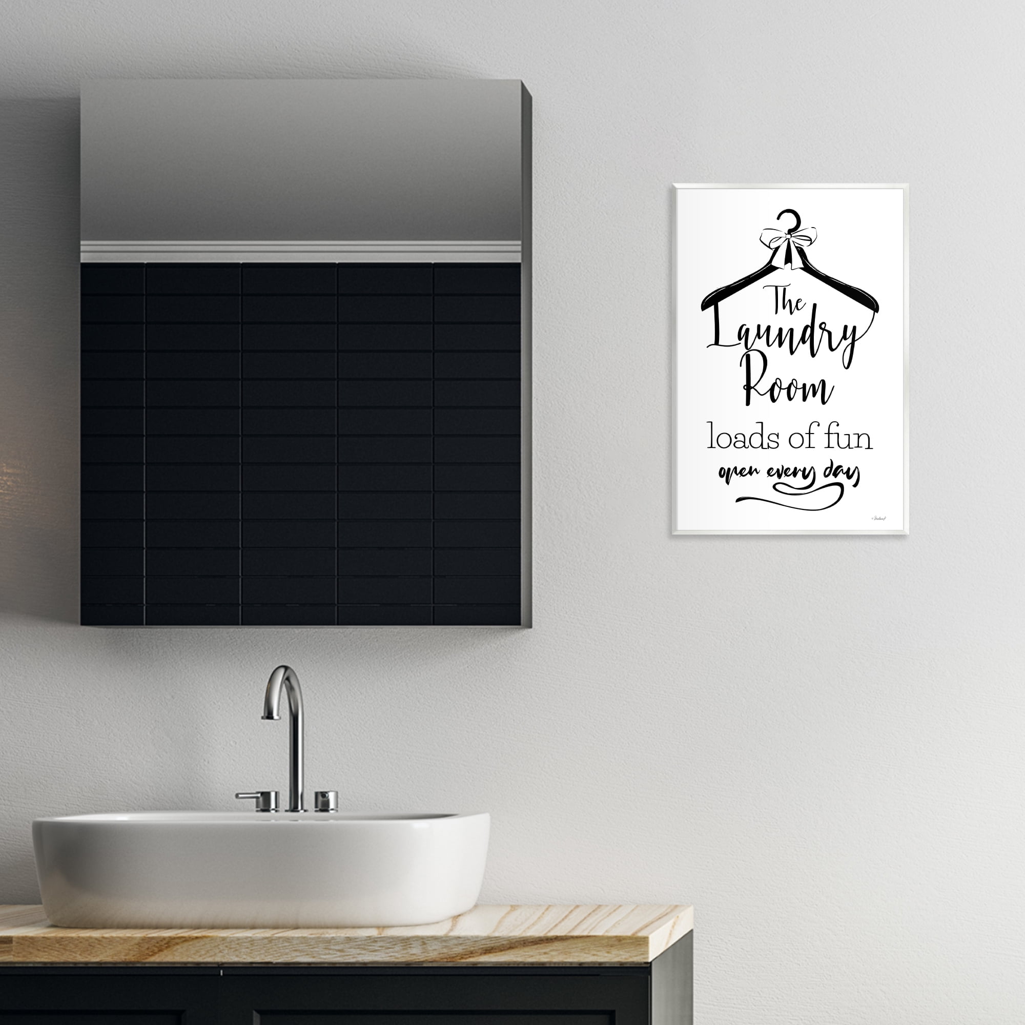 Stupell Industries Laundry Room with Hanger Bath & Laundry Painting Unframed Art Print Wall Art, 13 x 19