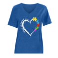 thumbnail image 4 of Women's Short Sleeve T-shirt Awareness Shirt For Women I Wear Blue Tshirt Mom T Shirt Puzzle Piece Short Sleeve Tops,Blue Women's Short sleeve T-shirt M, 4 of 4
