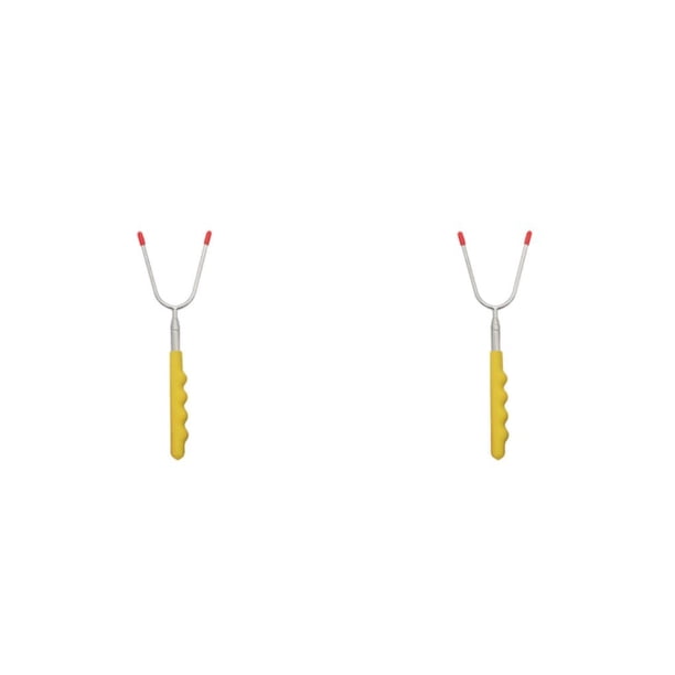 Naiovety Tenedor telescópico para barbacoa, palitos extensibles para asar en forma de U, pinchos para perros calientes, herramientas para Amarillo 2piezas