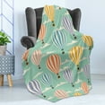 thumbnail image 4 of Vintage Soft Flannel Fleece Blanket, Colorful Retro Travel Balloons Texture Cloud Blue Sky Adventure Modern Art, Cozy Plush for Indoor and Outdoor Use, 50" x 60", Blue Orange Purple, by Ambesonne, 4 of 5