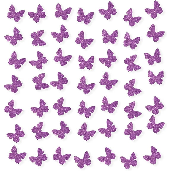 Butterfly Confetti, Purple Glitter, 100 Pieces, Butterfly-Shaped, Birthday Occasion, Paper Material