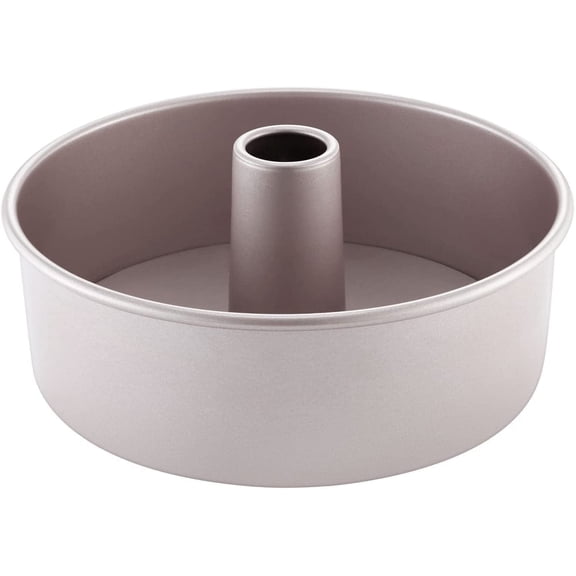 CHEFMADE 8 inch Angel Food Cake Pan, Non-Stick with Removable Bottom Chiffon Tube Pan, Dishwasher Safe for Oven Baking (Champagne Gold)