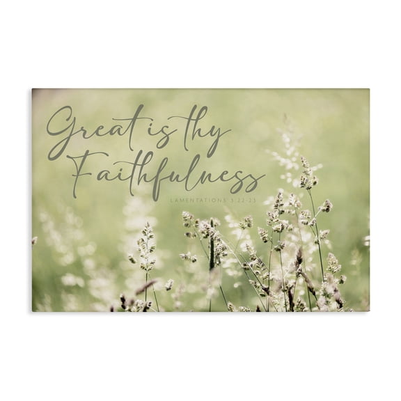 Stupell Industries Spiritual Faithfulness with Florals Spiritual Painting Wrapped Canvas Canvas Art Print Wall Art, 24 x 16