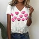 thumbnail image 4 of Camisetas con cuello en V para mujer, camiseta de flores, Top de manga corta informal suelto, camiseta divertida con patrón de rayas para mujer, camiseta informal Harajuku, 4 of 4
