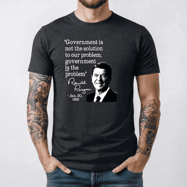 New LIMITED Ronald Reagan Government Problem Quote Vintage T-Shirt