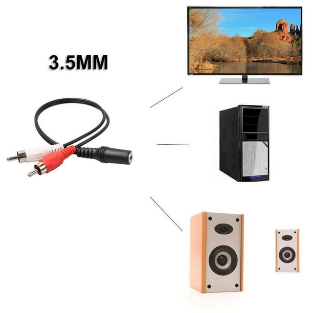 3.5mm Female to Dual RCA Male Stereo Audio Y Cable Adapter with