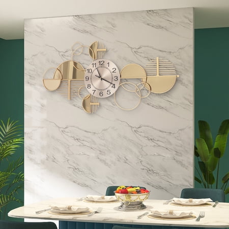 Miumaeov Large Luxury Gold Wall Clock Nordic Style Metal Clocks Home Living Room Decor