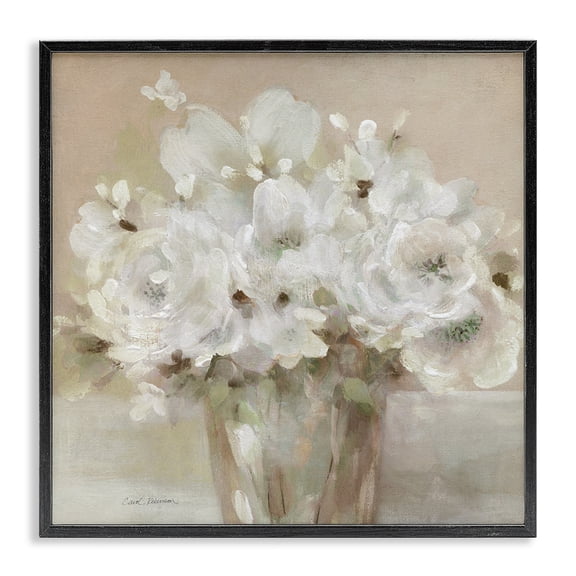 Stupell Industries Cottage Neutral White Flower Bundle Black Framed Giclee Art, 12 x 12, by Carol Robinson