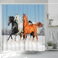 thumbnail image 2 of Western Horse Shower Curtain - 72 x 72 Inch Winter Field Print Pattern Waterproof Fabric Farmhouse Wildlife Animal Decor Includes 12 Hooks, 2 of 5