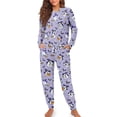 thumbnail image 2 of DISNIMO Womens Pajama Set Ghost Bat Print 4 Piece Lounge Sets with Hair Ring Long Sleeve Sleepwear and Long Pants Sets Crew Neck Nightwear with Pockets, XL, 2 of 7