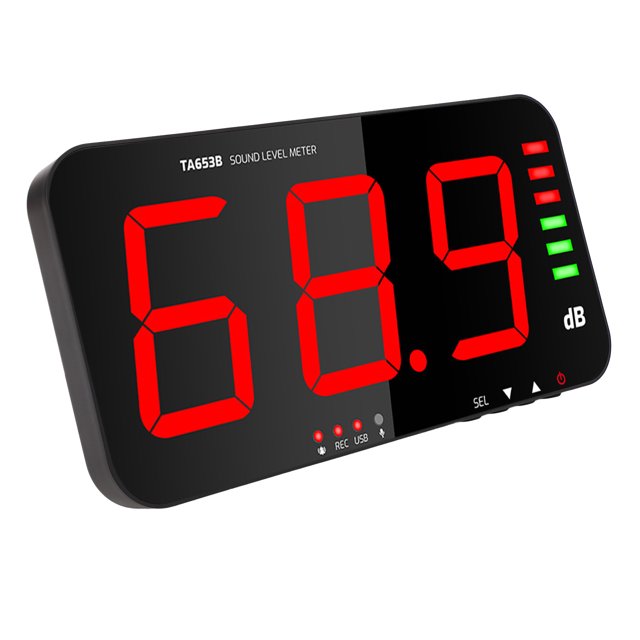 Wall Mount Noise Meter, High Accuracy 30~130dB ±1.5dB Accuracy Upper Limit Remind Decibel Meter Recorder Fast Response Speed with Stand for Classroom