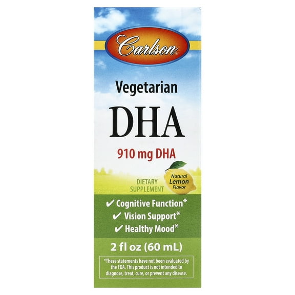 Carlson Vegetarian DHA, Natural Lemon, 910 mg , 2 fl oz (60 ml)