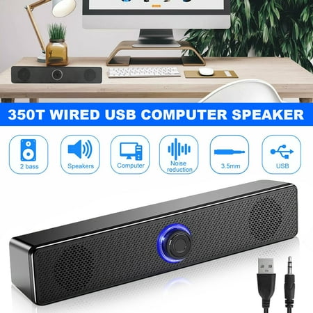 Wired Computer Sound Bar, EEEkit Stereo Computer Speakers Support USB Port and 3.5mm Audio Port, Plug and Play, for Computer/Desktop/Laptop