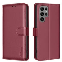 Flip Wallet Case For Samsung Galaxy S23 Ultra,With RFID Blocking Credit Card Holder,Cash Pocket,PU Leather Flip Folding Kickstand Shockproof Rugged Anti-fall Phone Case Cover,Red