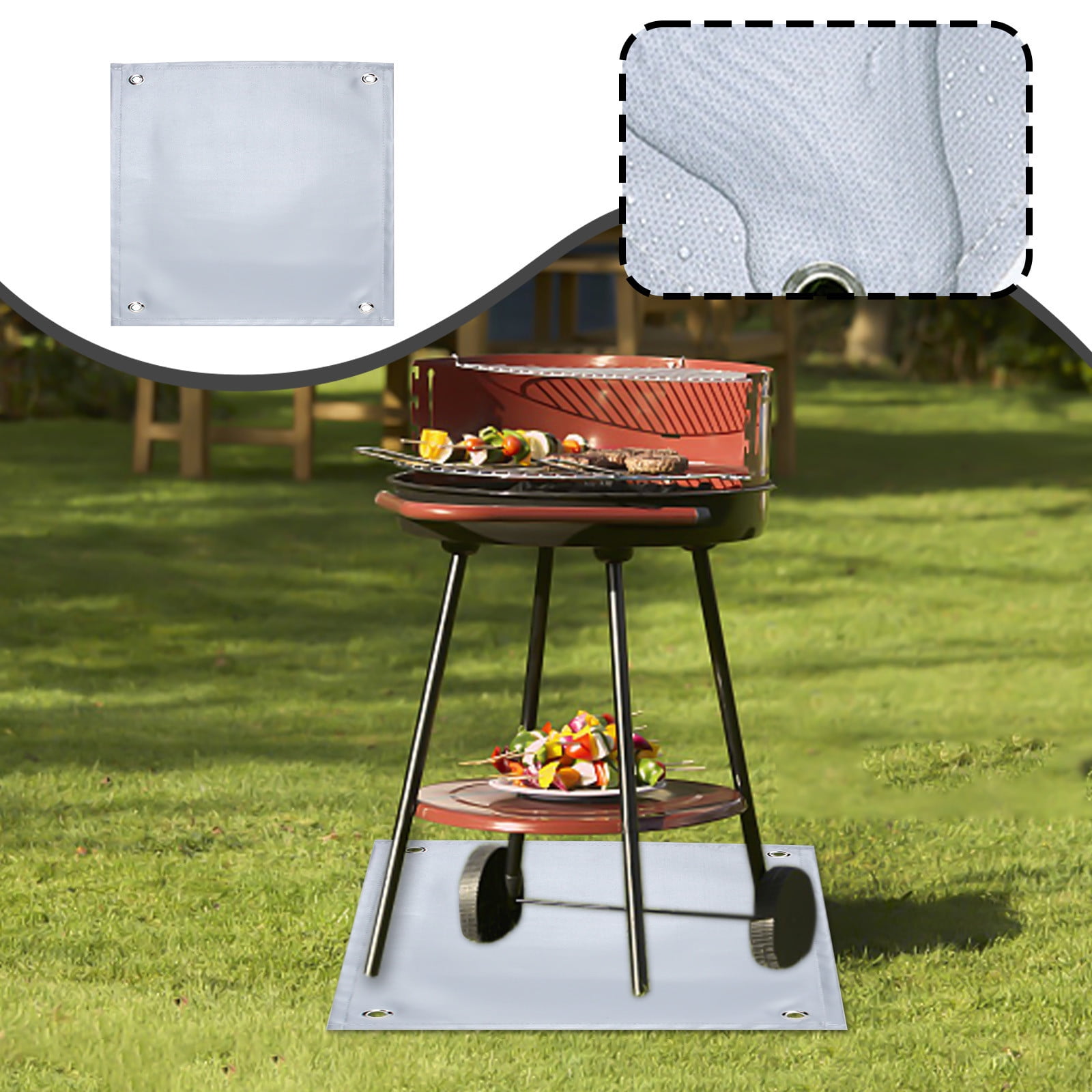SuoKom Large Under Grill Mat Bbq Floor Mats Board Patio Protector Mat Oil Proof Barbecue Fire Mat Easy to Clean Bbq Protector for Board and Patios