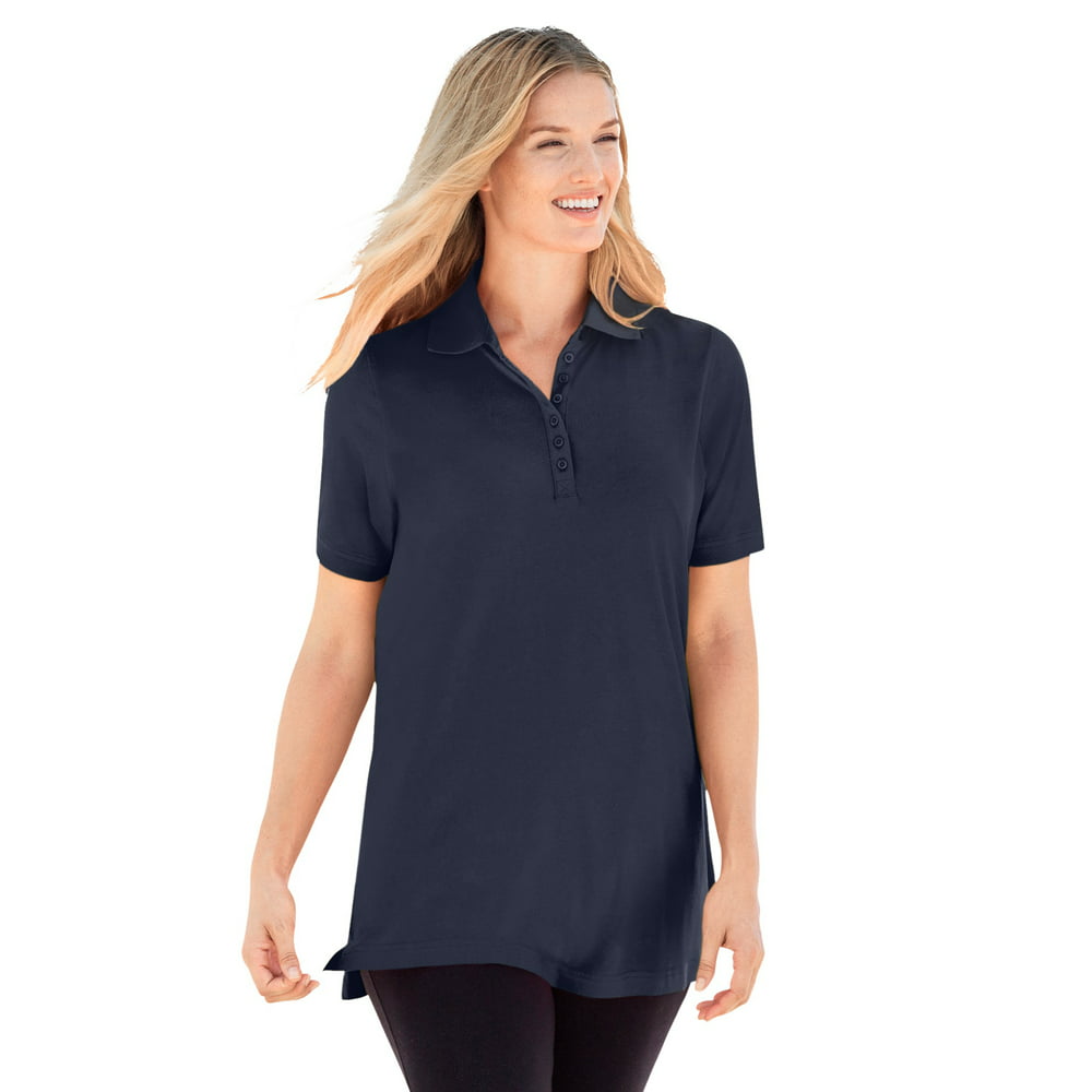 Woman Within - Woman Within Women's Plus Size Perfect Short-Sleeve Polo ...