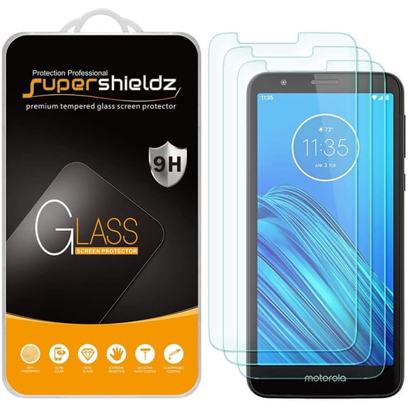 [3-Pack] Supershieldz for Motorola Moto E6 Tempered Glass Screen Protector, Anti-Scratch, Anti-Fingerprint, Bubble Free