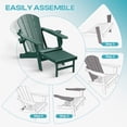 thumbnail image 3 of FODINGHILL Folding Adirondack Chair with Ottoman, Adjustable Backrest HDPE All-Weather Firepit Chair with Cup Holder, Forest, 3 of 8