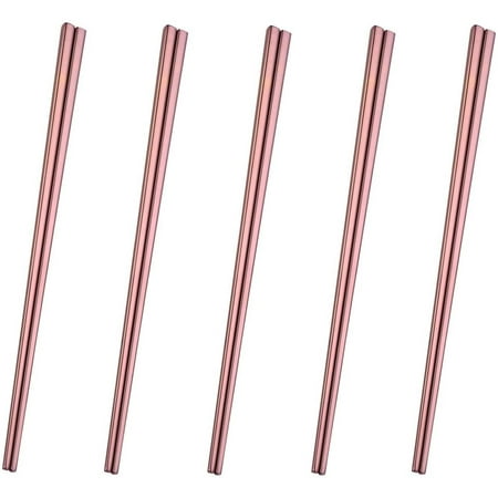 

Learning Chopsticks Reusable Dishwasher Safe Metal Chopsticks Square Lightweight Chop Sticks 5 Pairs