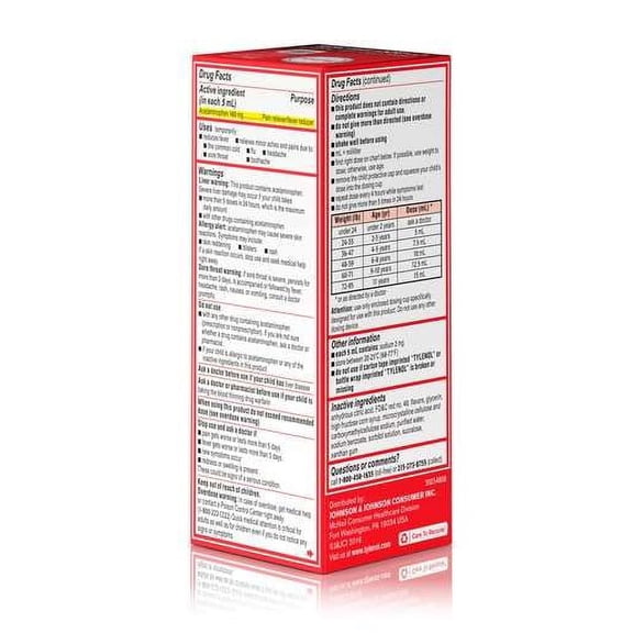 Tylenol Children's Oral Suspension Medicine with Acetaminophen; Cherry; 4 fl. oz