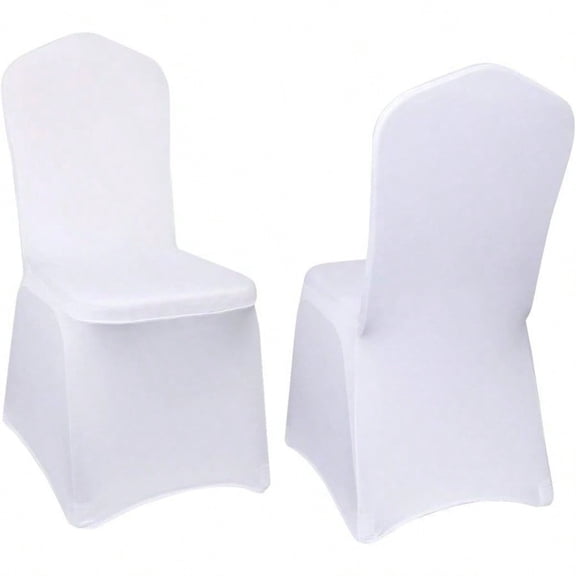 Chair Cover White Polyester Spandex Banquet Chair Covers Slipcover Flat Front Stretch Spandex Chair Covers for Wedding Banquet Dining Party Decorations 1 Pcs White