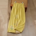 thumbnail image 2 of Ruimatai Women's Elastic Waist Floral Embroidered Wide Leg Casual Pants with Pockets for Loungewear Daily Wear, 2 of 9