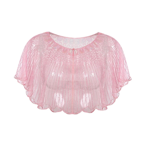 Chal de lentejuelas para mujer, para vestidos de mujer, ropa de moda, chal de novia, noche Rosa
