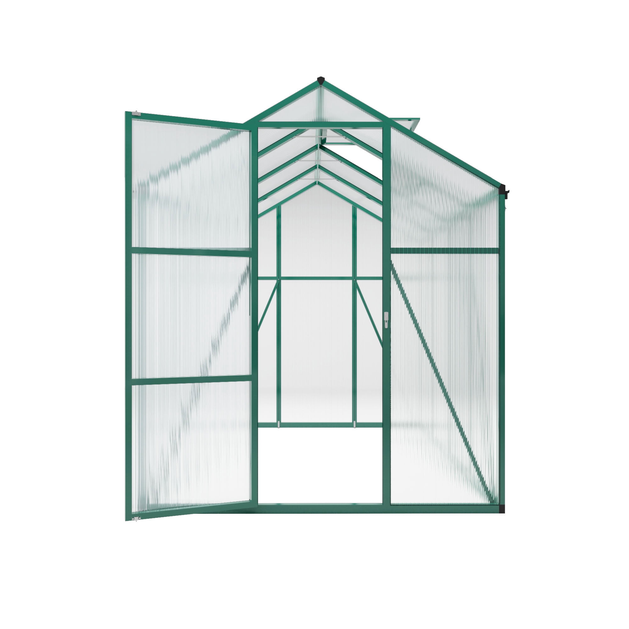 MAYEERTY 6x8 FT Walk-in Greenhouse with Raised Base, Aluminum Frame & Polycarbonate Panels, All-Season Outdoor Greenhouse