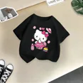 thumbnail image 2 of Camiseta de algodón de verano con dibujos animados para niños y niñas, divertida camiseta de algodón con estampado creativo de Hello Kitty, camiseta informal de cuello redondo para la calle, 2 of 4