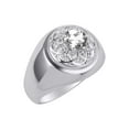 thumbnail image 3 of RYLOS Men's Rings Sterling Silver Designer Gypsy 7MM Round Gemstone & Diamond Ring White Topaz April Birthstone Size 13, 3 of 6