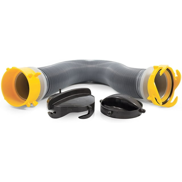 39664 Extension de Tuyau d'Égout Deluxe 5 Pieds - Design Robuste avec Raccords Pivotants, Facile à Utiliser et Compressibles pour un Rangement Simple, Bouchons de Rangement Inclus, Gris