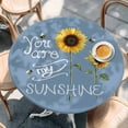 thumbnail image 2 of Sunflowers Round Tablecloth, Fitted Table Cover with Elastic for 55"-60" Round Tables, Modern Bee You Are My Sunshine Blue Table Cloth Outdoor Indoor Dinning Party Waterproof Tablecloths, 2 of 7