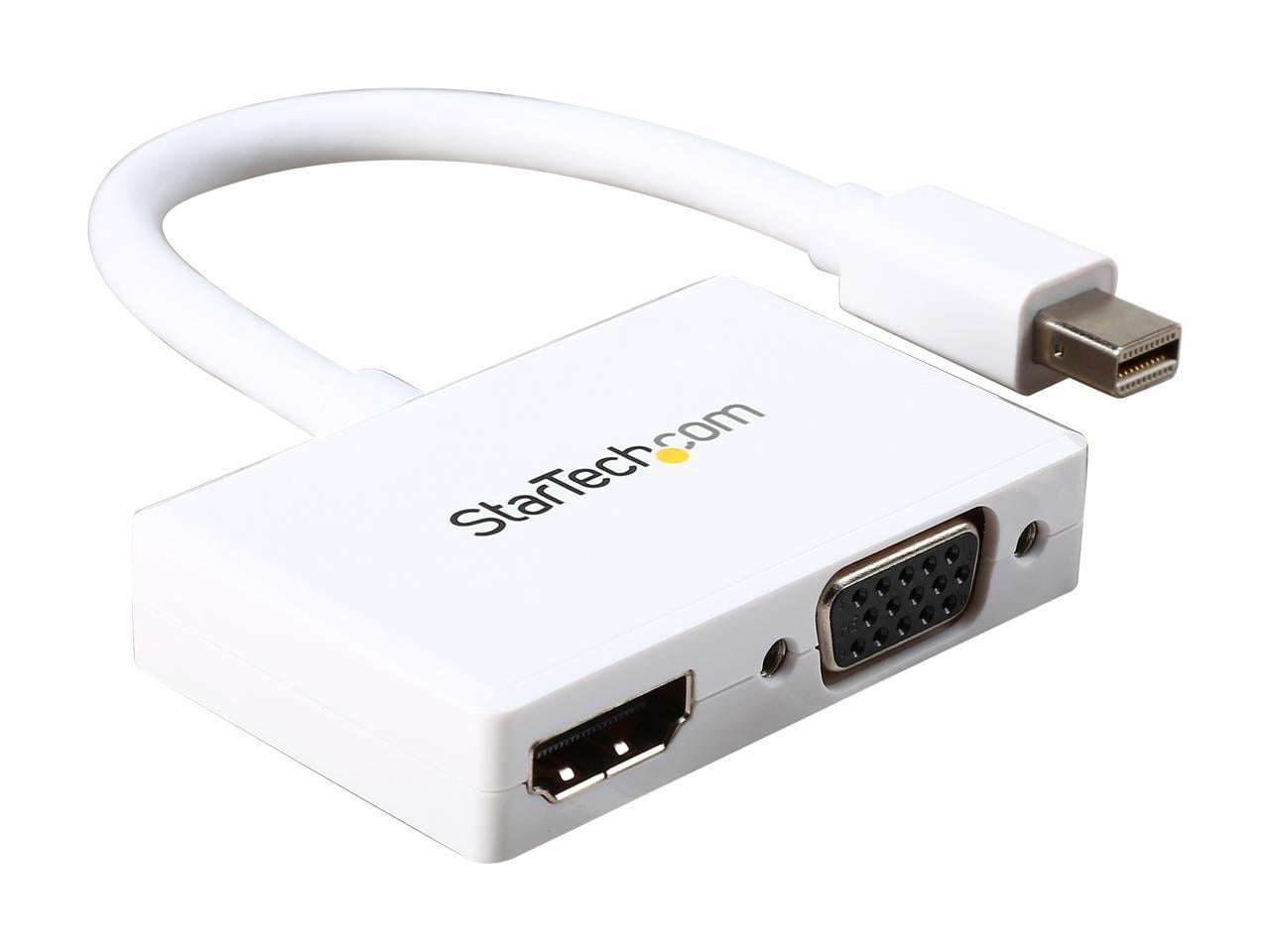 StarTech.com MDP2HDVGAW Travel A/V Adapter - 2-in-1 Mini DisplayPort to HDMI or VGA Converter - mDP to HDMI or VGA Adapter w/ Compact Portable Design
