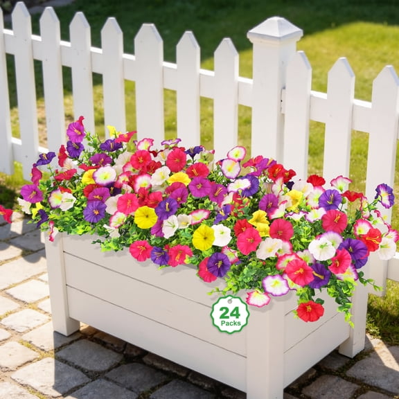 Fall Artificial Flowers for Decoration, 12 Bundles Faux Silk Morning Glory Eucalyptus for Home Garden Porch Front Door Decor