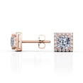 thumbnail image 3 of JeenMata Aros Tipo Botón con Halo de Moissanita de Corte Princesa de 2,2 Quilates y Doble Punta Bañados en Oro Rosa de 18 K sobre Baño de Plata Bañados en Plata, 3 of 5