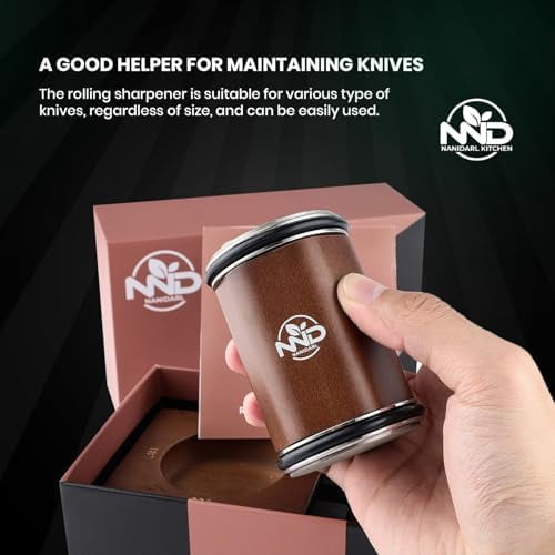 Upgraded Rolling Knife Sharpener Kit, Multi-Angle Adjustable Tool (Diamond/Ceramic Discs) – Makes Knife Sharpening Easy (Home Decor, Kitchen, & Other)