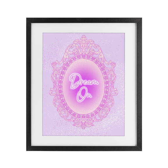 Stupell Industries Dream On Ornate Mirror Black Framed Print Under Glass, design by Ziwei Li