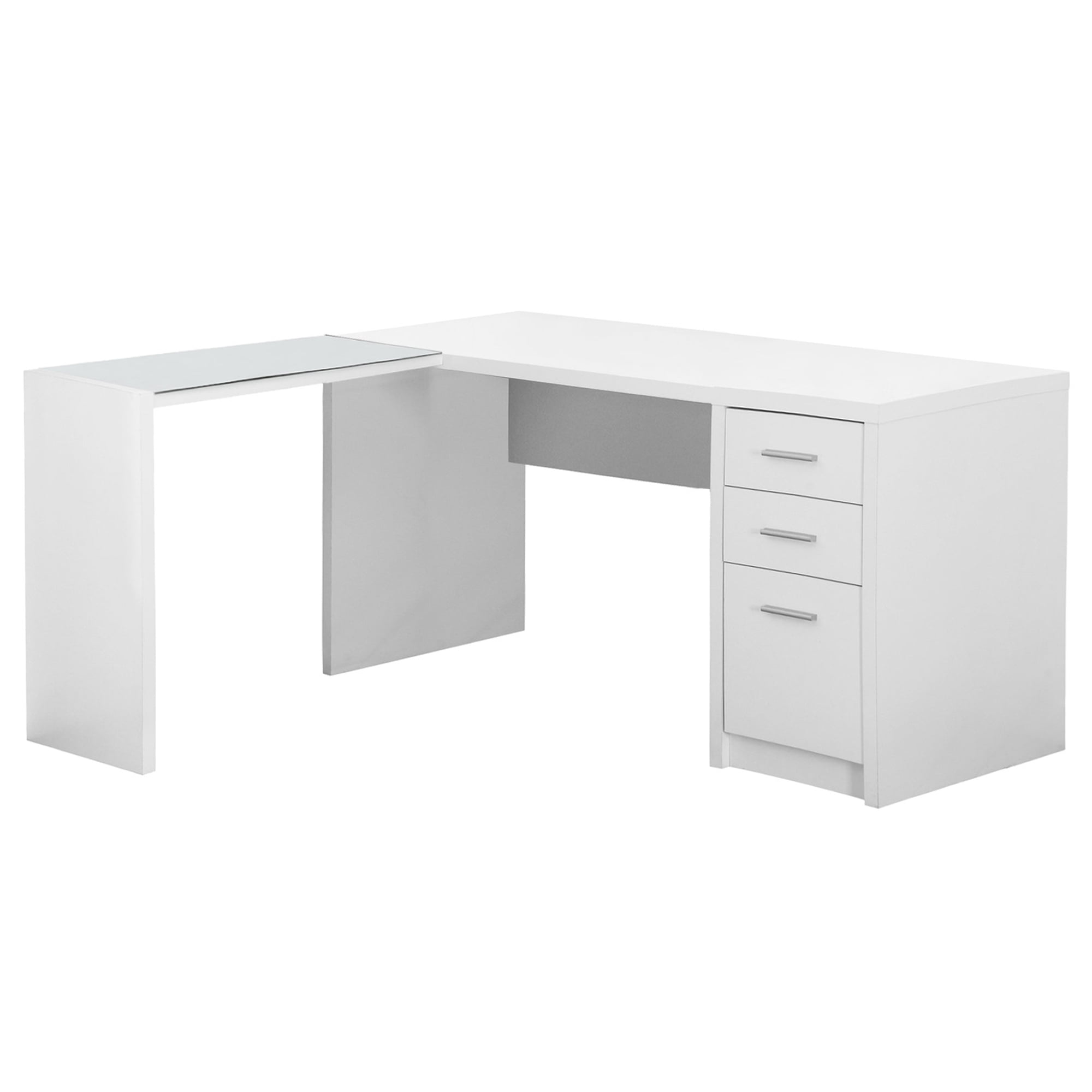 COMPUTER DESK WHITE CORNER WITH TEMPERED GLASS