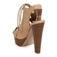 thumbnail image 3 of New Women Breckelles Betsey-45 Leatherette Peep Toe Gilly Tie Platform Sandal Sz, 3 of 6